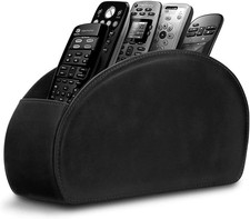 Leather Remote Control Holder 5 Slot Desk Organizer TV Remote Storage Caddy