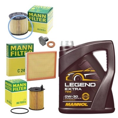 5L MANNOL LEGEND EXTRA MANN FILTERS SERVICE KIT FOR CITROEN C3 PICASSO 1.6 09-17