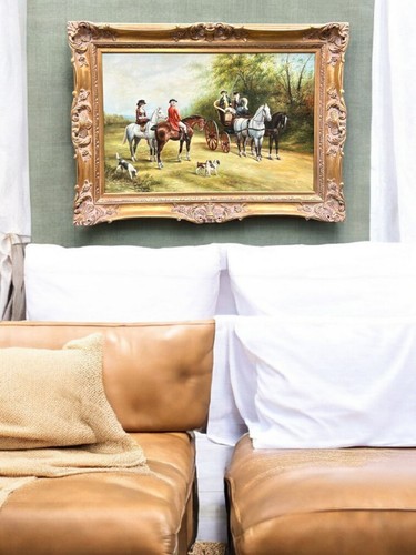 20th Century Oil On Canvas Painting Hunt Scene Signed By Artist 44.5 x 33.75 - Picture 4 of 23