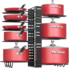 Pot and Pan Organizer for under Cabinet, 8 Tiers Adjustable Pan Organizers insid