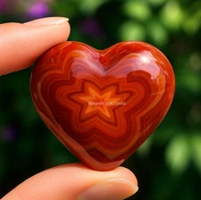 1pc Carnelian Heart Palm Stone Polished Puffy Red Crystal Mineral Specimen