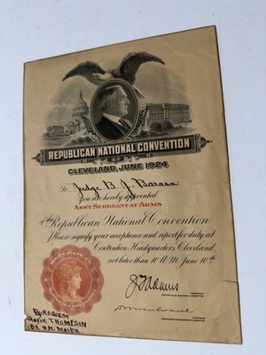 WARREN HARDING REPUBLICAN NATIONAL CONVENTION Cleveland OH 1924 JUDGE BARASA