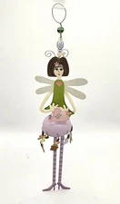 Ornament & Wind Chime stocking stuffer-Unique HandPainted Metal fun Fairy 14” 