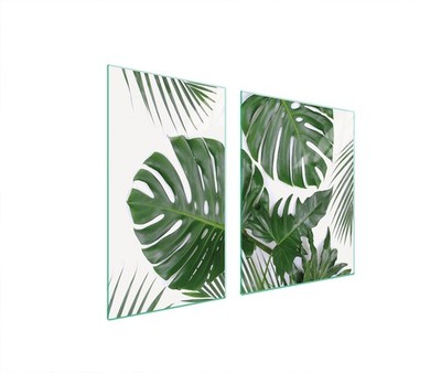 Glasplatte und Schneidebrett 100x52 MONSTERA