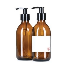 TEC Amber Glass Bottles 300ml with Pump Dispenser UK Made 65% Recycled Glass