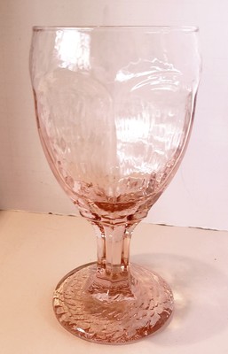 Libbey Chivalry Light PINK Water Goblet Textured Paneled MCM 10 Ounces