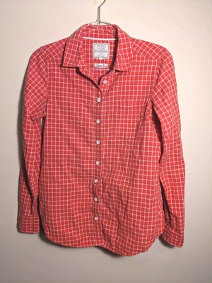 Fat Face Shirt Women's Size 2 Long Sleeve Red Plaid Button Up