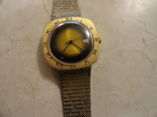 Timex Electronic Vintage Watch Brown/Gold Dial
