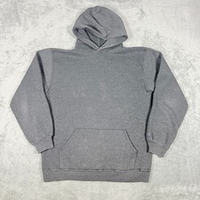 Vintage Russell Mens L 70's Hoodie Charcoal Gray Made in USA Pullover Sweatshirt