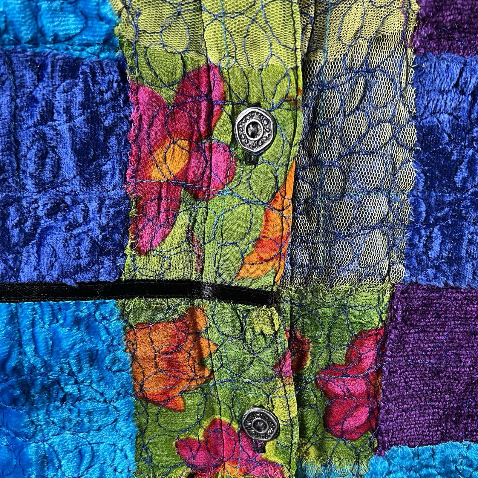 Chicos Jacket Size 3 Colorful Patchwork Floral 3D… - image 4