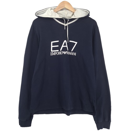 Emporio Armani, Emporio Armani Vintage Blue Cotton Pullover Hoodie Long Sleeve Size L