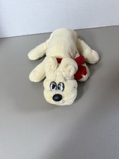 Vintage 8" Tonka Pound Puppies "Rumpleskins Newborns" Cream Plush w/ Red Ribbon