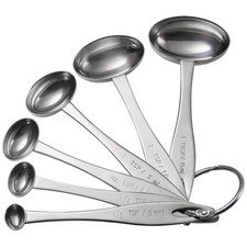 Vollrath 6 Piece Stainless Steel Measuring Spoon Set Oval Spoons Baking Tools