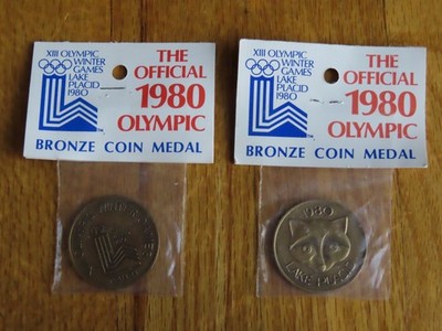 OLYMPIC WINTER GAMES LAKE PLACID 1980 BRONZE COIN MEDAL Sealed MIKE ERUZIONE