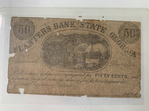 Planters Bank State of Georgia, antike Banknoten 1862 25, 50 Cents, 2 Dollar - Bild 10 von 10