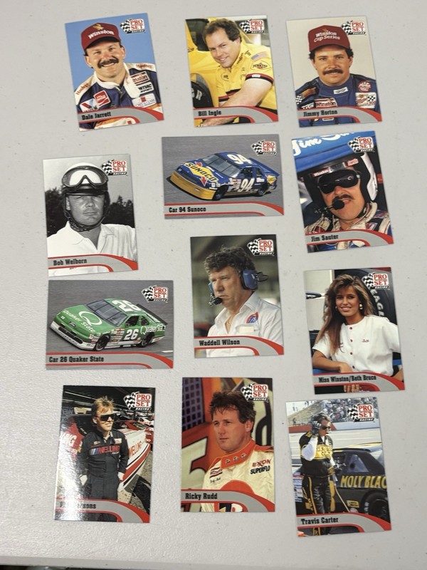 1991 Pro Set Racing Card - NASCAR Winston Cup Dale Jarrett Beth Bruce Lot Of 12
