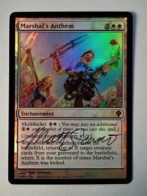 Magic The Gathering - 1x Signed Foil Marshal's Anthem (mtg) Worldwake