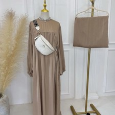 Muslim women's Abaya Turkey kaftan dress maxi polyester blend long sleeve
