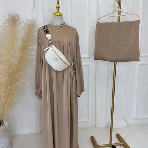 Muslim women's Abaya Turkey kaftan dress maxi polyester blend long sleeve