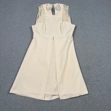 BCBGeneration Cream Lace Pleated Keyhole Back Wedding Rehearsal Mini Dress 6