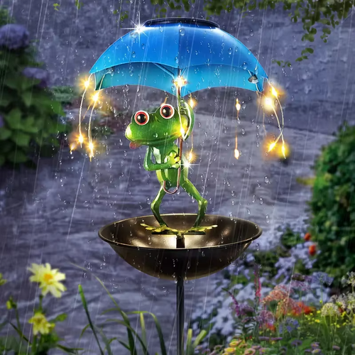 Solar Powered Frog Statue LED Garden Pathway Light Outdoor Yard Lawn ...