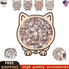 135-Piece Morandi-Colored Cat Shaped Wooden Jigsaw Puzzle Educational Games USA