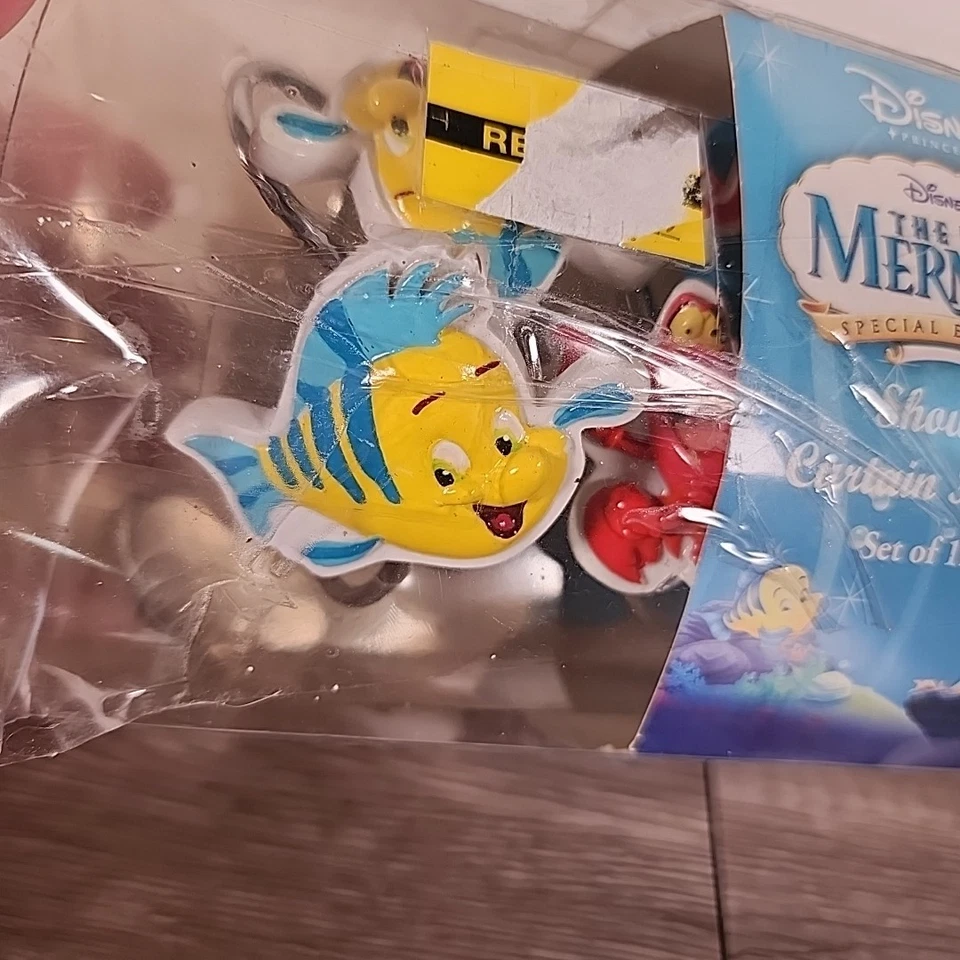 老式迪士尼浴帘钩10个小美人鱼比目鱼塞巴斯蒂安 — 第 4/4 张图片