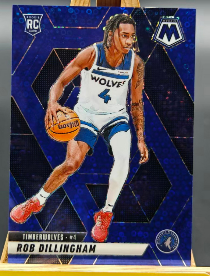Rob Dillingham 2024-25 Panini Mosaic 01/85 Blue Disco RC Timberwolves #218