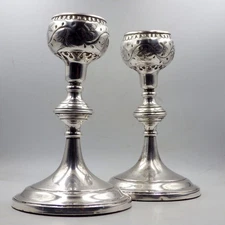 ARTS & CRAFTS Pair of Mappin & Webb Silver Plated CANDLE HOLDERS