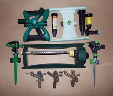 Vintage Metal Sprinkler Heads (lot of 3) 2- Rain Birds, 1-Melnor Plus Extras.