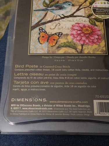 DIMENSIONS GOLD PETITES COUNTED CROSS-STITCH KIT “BIRD POSTE” NEW - Picture 4 of 7