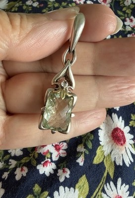 Ann King 18k Gelbgold 925 Sterling Silber mintgrün Amethyst Anhänger