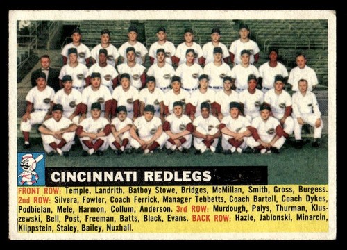 Redlegs Team [White Back] #90 1956 Topps card