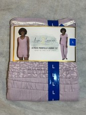 Women's Pajama Set, Live-2-Lounge 4 Piece Lounge Wear Set, Purple, Large