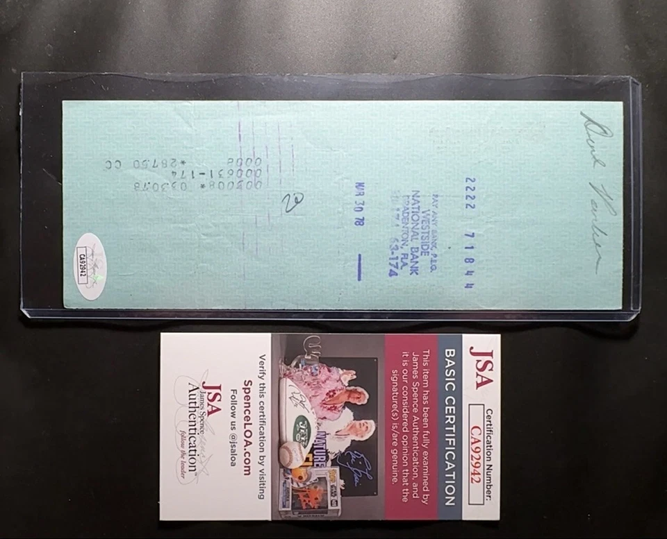 Dave Parker Signed Auto 1978 Pirates Payroll Check JSA Cert HOF Deceased HOF - Image 2 of 3