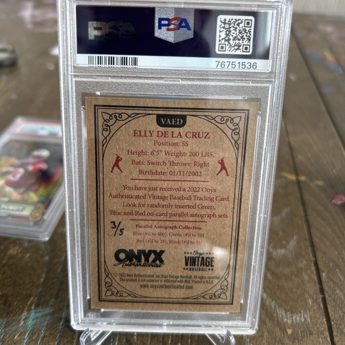 2022 ONYX VINTAGE ELLY DE LA CRUZ AUTOGRAPH BLACK 3/5 - Picture 2 of 2
