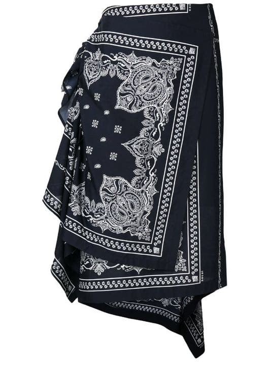 sacai Bandana Wrap Skirt S Navy/Black High Waist Asymmetrical New