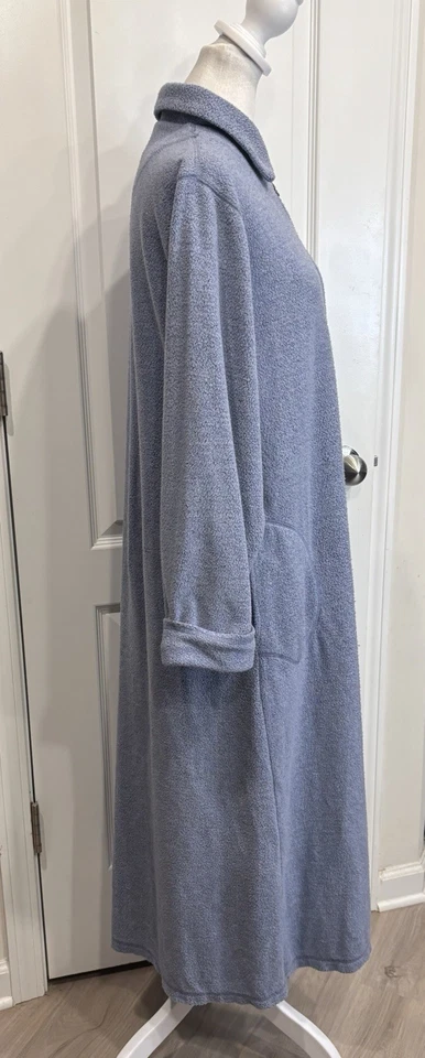 Abrigo largo KAREN NEUBURGER cremallera frontal M polar felpa salón acogedor azul Foto 4 de 4