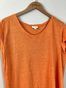 J Jill Love Linen Orange Short Sleeve Shirt Top Size Medium M Ebay
