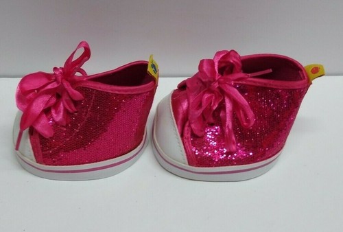 Build-A-Bear Pink Sparkle High Top Shoe Lace-Up Plush Doll Accessory Pair - Imagen 2 de 6