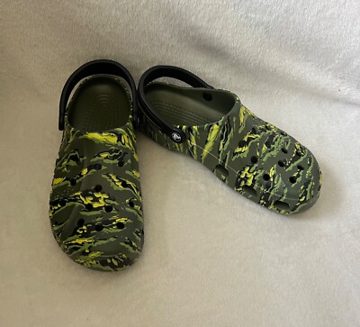 Crocs Clogs Shoes Sz Men's 11 Green Baya Tiger Camo Seasonal Print