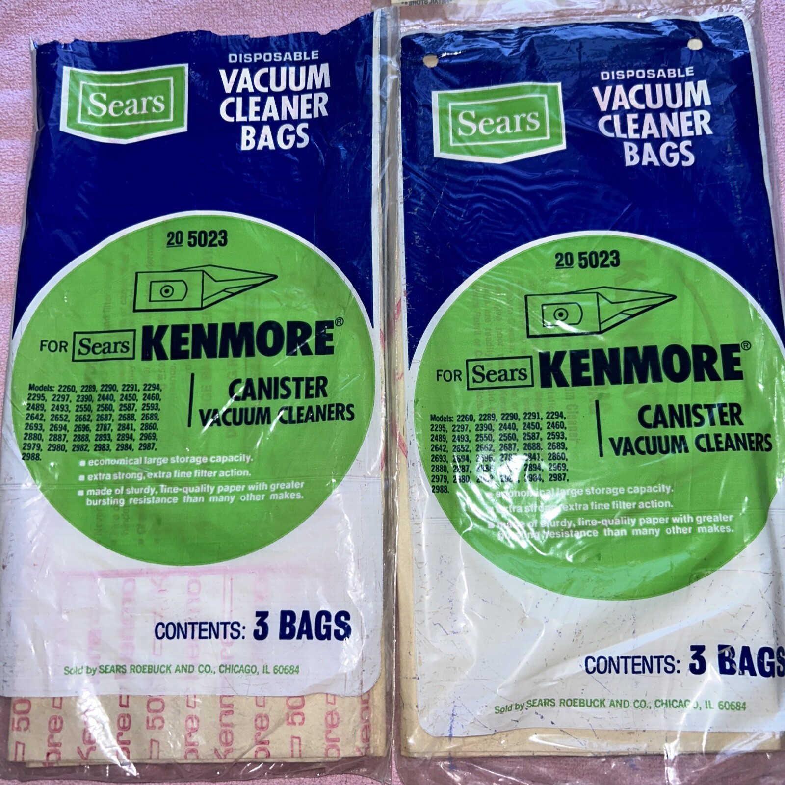 LOT of 6 SEARS KENMORE Disposable Canister Vacuum Cleaner Bags 205023
