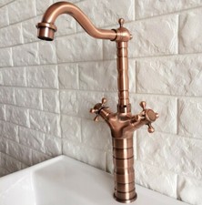 Antique Red Copper Kitchen Bathroom Vessel Basin Faucet Sink Mixer Tap Grg055