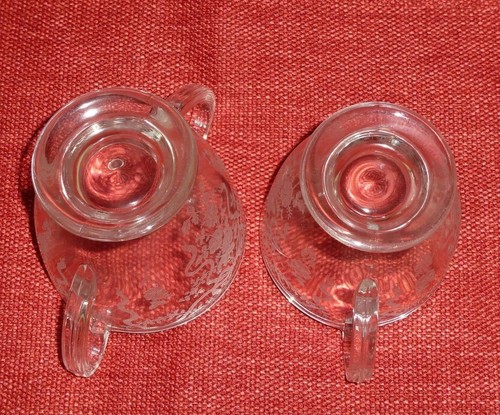 Fostoria Etched Creamer and Open Sugar in the Romance Pattern - Picture 3 of 4