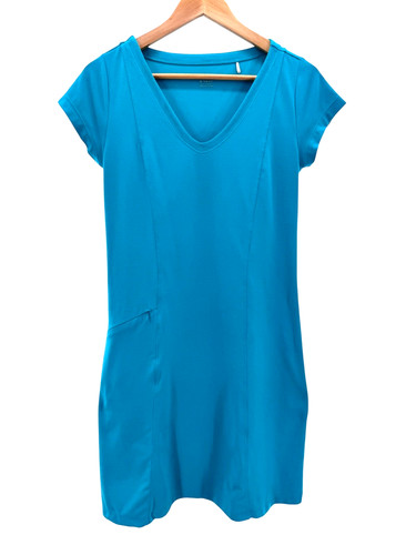 Toad & Co Womens Blue Outdoor Athletic Zip Pocket Short Sleeve Dress Medium