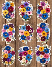 Colorful Wildflowers Die Cut Vinyl Stickers Scrapbooking Laptop Waterbottle