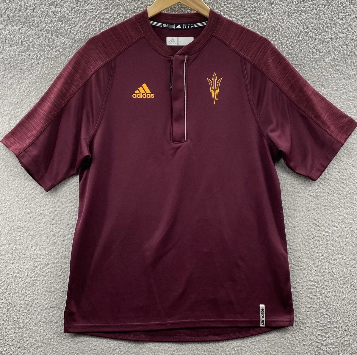 Adidas Arizona State Sun Devils Adult Small Maroon Zip Shirt