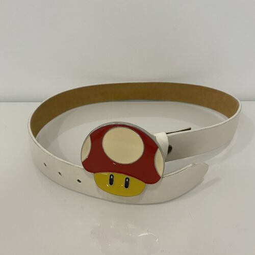 Boucles amusantes Super Mario champignon cuir crème ceinture PETIT crapaud design italien - Photo 1 sur 8