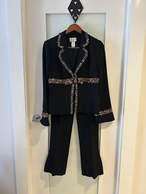 Alberto Malaki EMBELLISHED JACKET AND PANT SUIT Jacket size 6 pants size 4