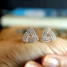 2 Ct Round Cut Lab Created Diamond 14k White Gold Plated Cluster Stud Earrings